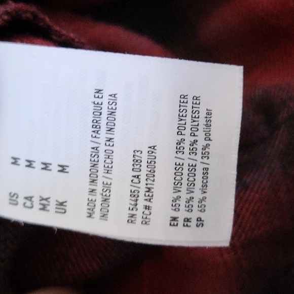 American Eagle Ahh-Mazingly Soft Boyfriend fit red plaid flannel button … - Picture 11 of 11